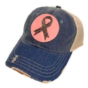 JUDITH MARCH BREAST CANCER Denim Pink Leather Hat